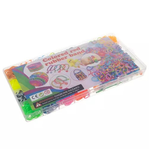 Kit de confectionare bratari, 23 culori benzi de cauciuc, 1500 piese, carlige, carabine, margele, pandantive si litere 27x13x2 cm - Multicolor [6]