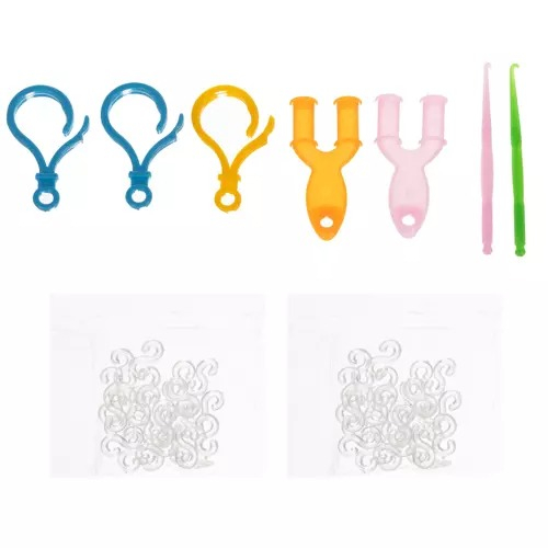 Kit de confectionare bratari, 23 culori benzi de cauciuc, 1500 piese, carlige, carabine, margele, pandantive si litere 27x13x2 cm - Multicolor [5]