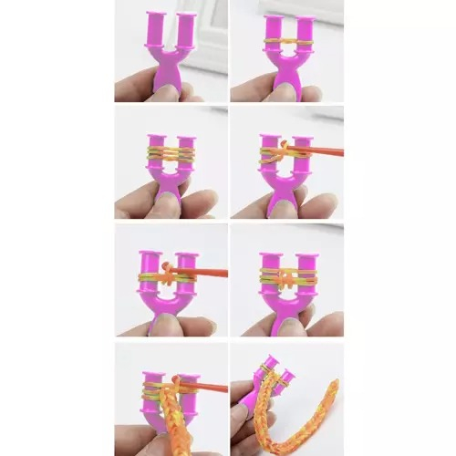 Kit de confectionare bratari, 23 culori benzi de cauciuc, 1500 piese, carlige, carabine, margele, pandantive si litere 27x13x2 cm - Multicolor [4]