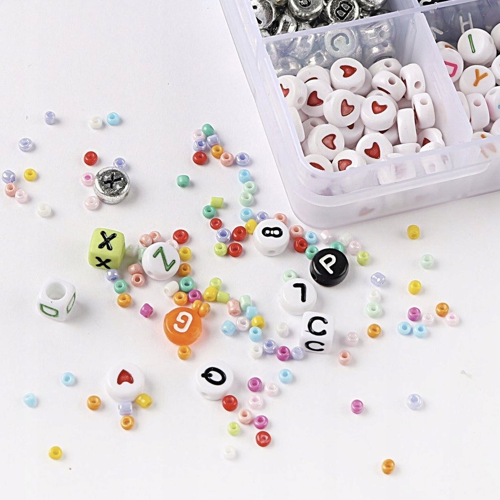 Kit de confectionare bratari, 28 tipuri margele, 10.000 piese, rola cu fir, mini brelocuri, foarfeca, 23x11x2 cm - Multicolor [5]