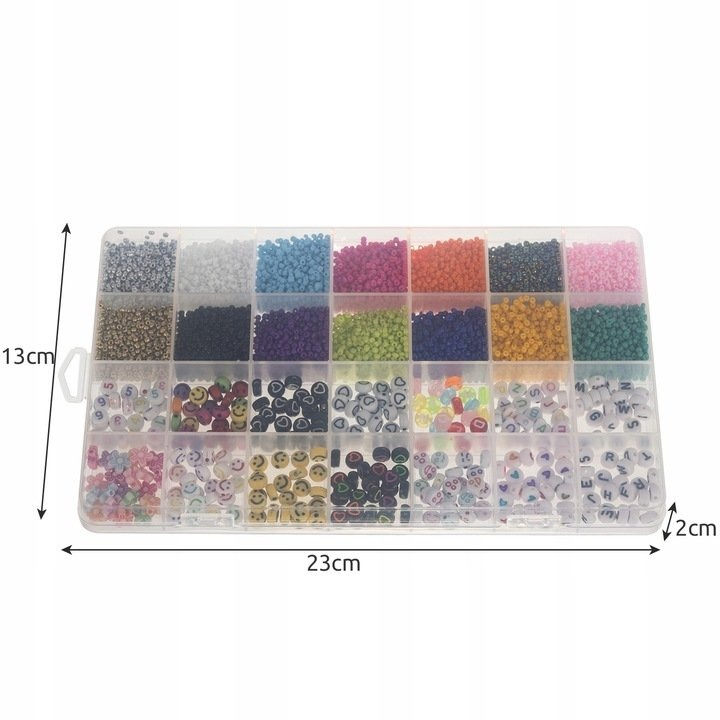Kit de confectionare bratari, 28 tipuri margele, 10.000 piese, rola cu fir, mini brelocuri, foarfeca, 23x11x2 cm - Multicolor [3]