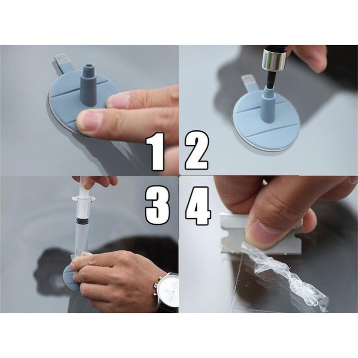 Kit de reparatii pentru parbriz auto, 14 piese, pentru indepartarea aschiilor si zgarieturilor minore, protectie impotriva fisurilor ulterioare [3]