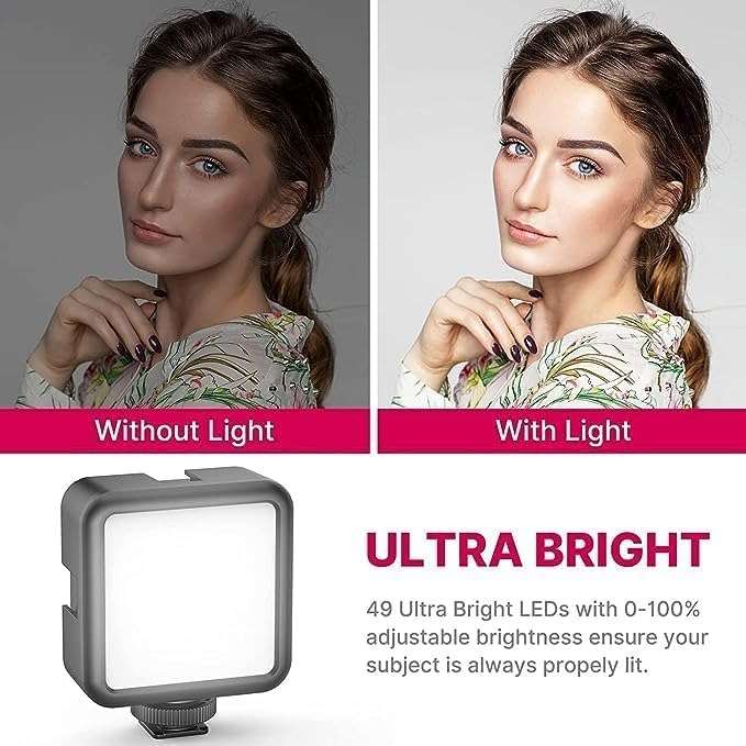 Kit de vlogging pentru telefon camera, trepied flexibil, panou LED, suport telefon si microfon [7]