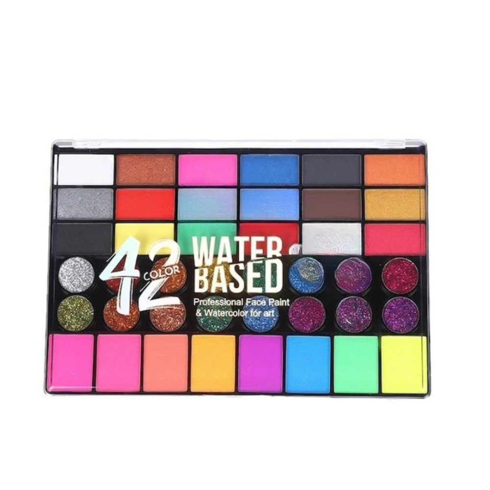 Kit face painting cu 42 culori fosforescente si pensula inclusa, activare cu apa, pentru machiaj artistic, cosplay si evenimente tematice [9]