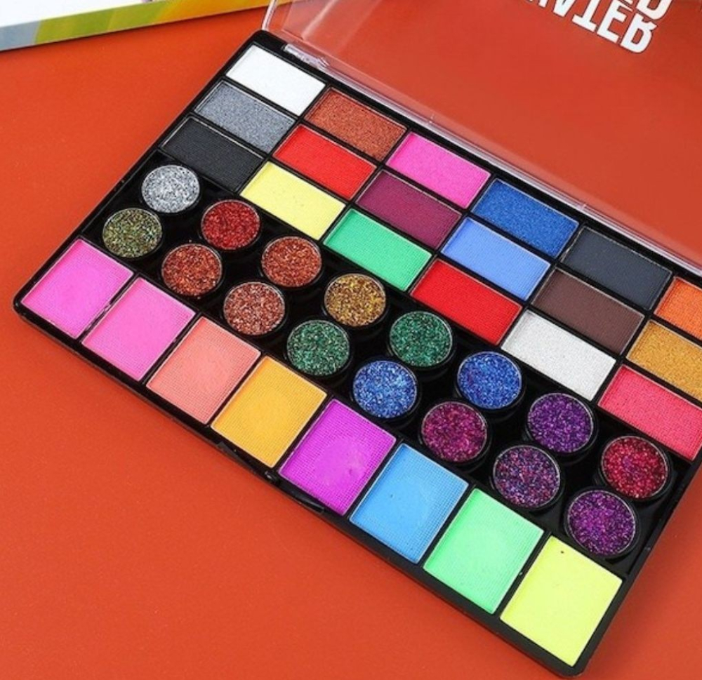 Kit face painting cu 42 culori fosforescente si pensula inclusa, activare cu apa, pentru machiaj artistic, cosplay si evenimente tematice [11]