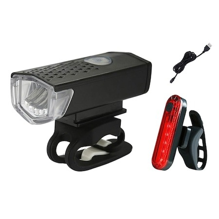 Kit far si stop bicicleta, LED, reincarcabile USB, 1200 mAh, rezistente la apa