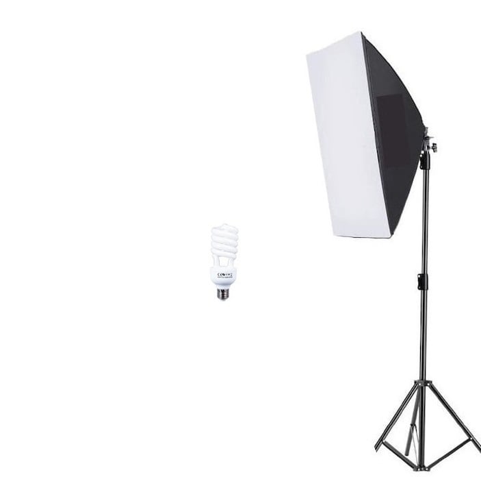 Softbox cu trepied reglabil 200 cm, bec 45W