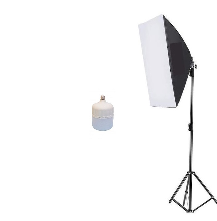 Softbox cu trepied reglabil 200 cm, bec LED 50W