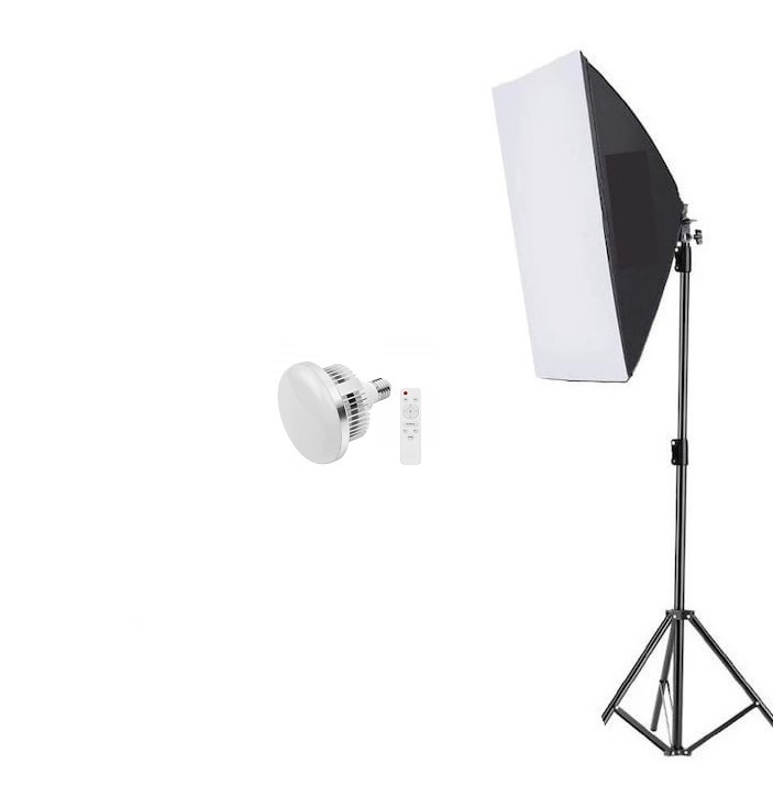 Softbox cu trepied reglabil 200 cm, bec LED 105W cu telecomanda