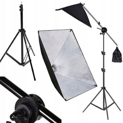 Kit foto studio,3 lumini softbox,suport fundal 2x3m,3x bec 150W, panza fundal verde 3x3m, macara + geanta transport [6]