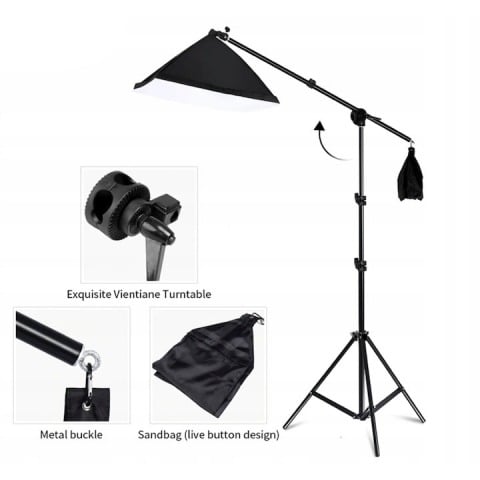 Kit de 3 softboxuri cu macara ajustabila, 3 trepiezi reglabili 200 cm, 3 becuri 150W [3]