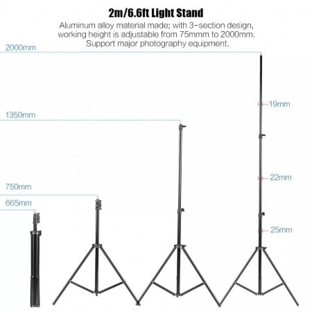 Umbrela cu trepied reglabil 200 cm, bec LED 25W, geanta de transport inclusa [6]