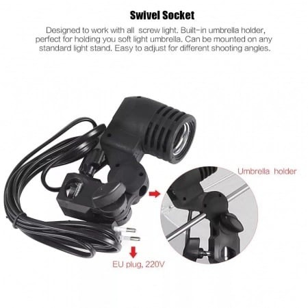 Kit de 3 umbrele albe, 3 trepiezi reglabili 200 cm, 3 becuri 45W [8]