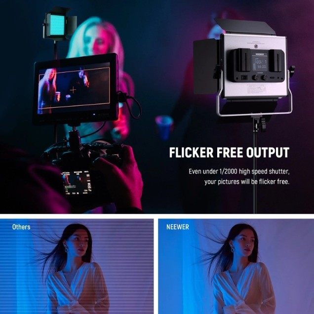 Kit iluminare continua, 2 lampi foto-video, NEEWER 660 Pro III, LED RGB, Cri97+,50W, dimabile 1-100% temperaturi ajustabile 3200-5600K, cu 9 efecte cinematice/scena si alimentare duala [3]