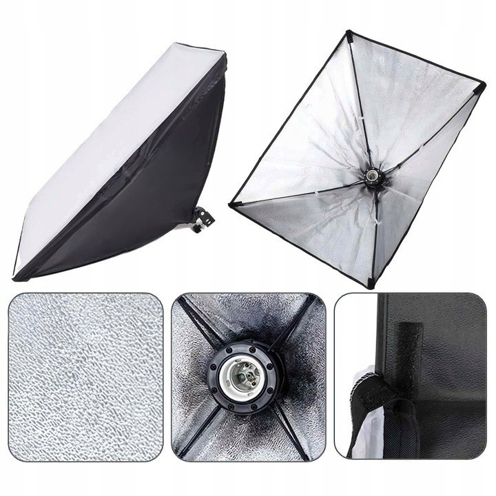Kit iluminare foto-video cu 2 softbox-uri profesionale, lumina naturala 5500K, becuri 30W, stative 95-200 cm, negru [10]