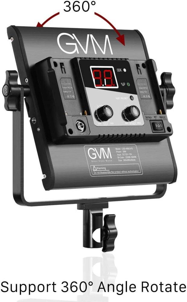 Kit iluminare foto-video GVM cu 2 panouri LED 480, CRI97+, TLCI97, 2300K-6800K, luminozitate reglabila, stative si geanta transport [3]