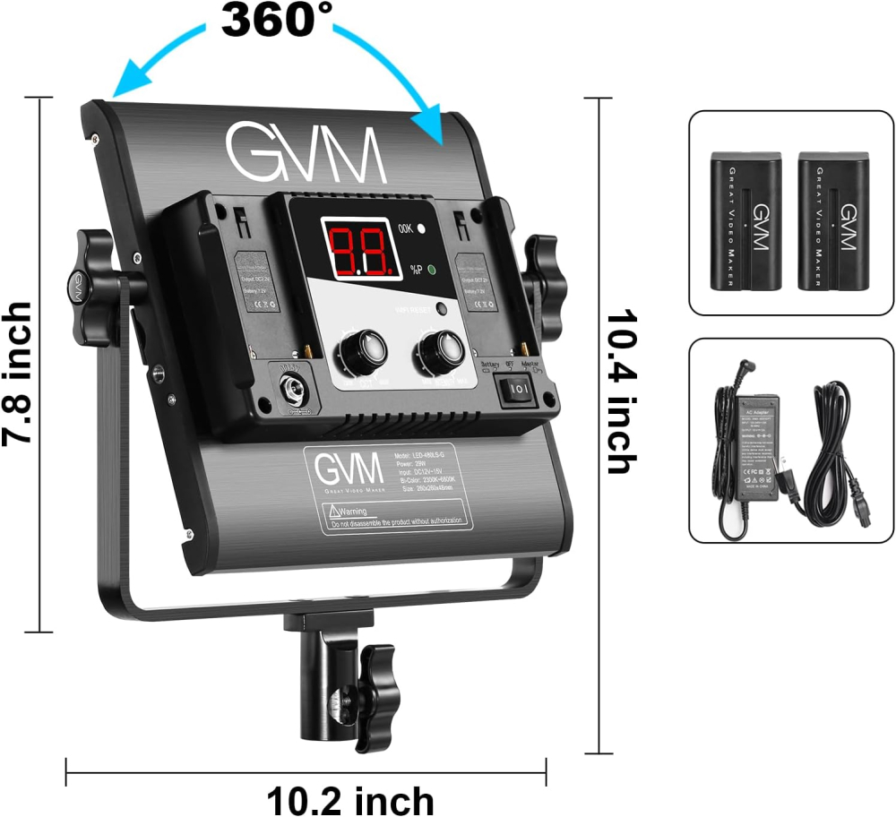 Kit iluminare foto-video profesional cu 2 panouri LED Bi-Color, control prin aplicatie, 2300K-6800K, CRI97+, trepiede reglabile si geanta transport [8]