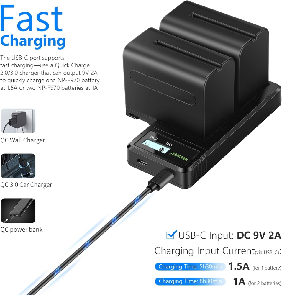 Kit iluminare profesionala RGB 2 x 60W, 2500K-8500K, cu 4 baterii NP-F970 6600mAh, 2 incarcatoare rapide, mini trepied si control prin aplicatie [4]