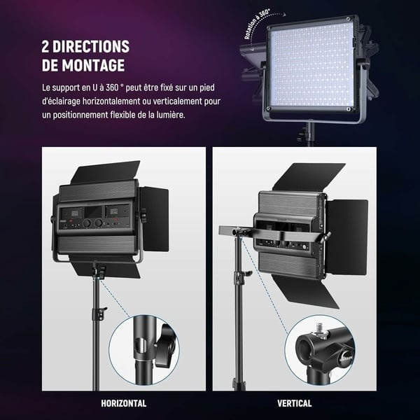 Kit iluminare profesionala RGB 60W cu trepied reglabil, geanta transport si mini trepied pentru smartphone, control prin aplicatie [2]
