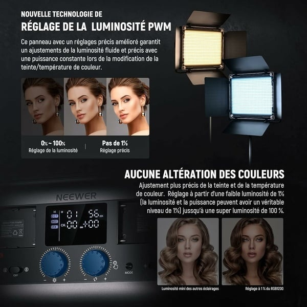 Kit iluminare profesionala RGB 60W cu trepied reglabil, geanta transport si mini trepied pentru smartphone, control prin aplicatie [6]