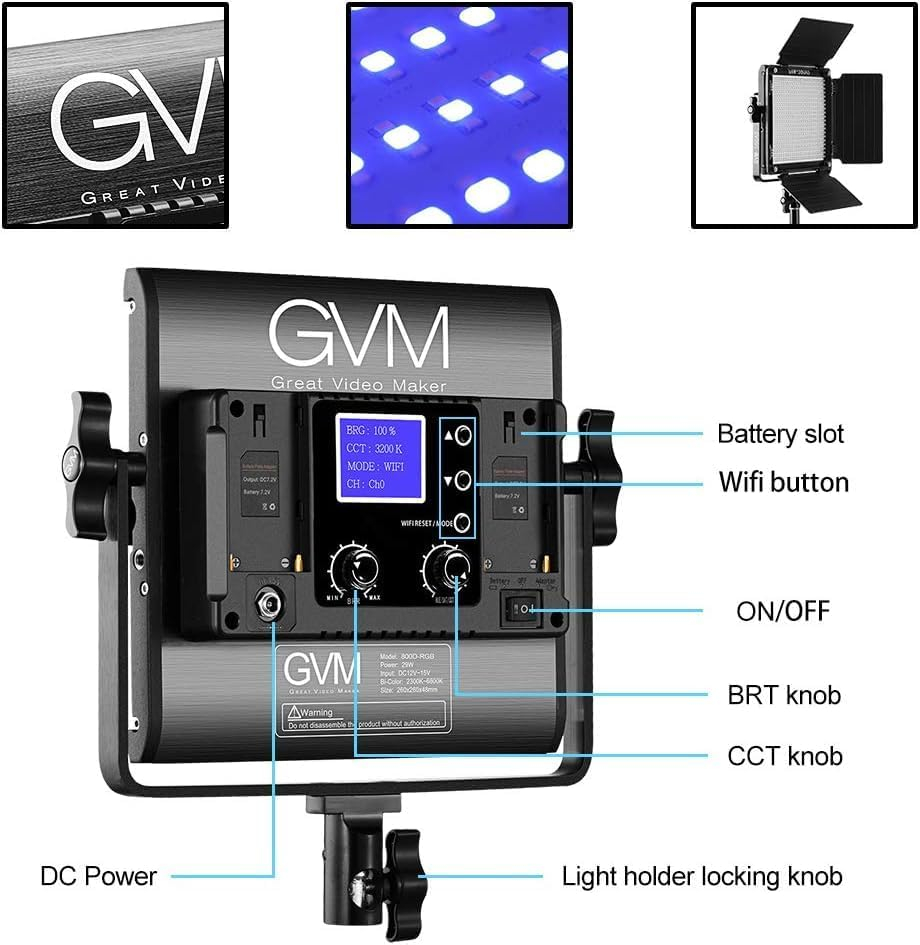 Kit iluminare studio cu 3 panouri LED RGB, control prin aplicatie Bluetooth, 3200K-5600K, CRI 97+, trepiede reglabile, pentru fotografie, filmare si streaming [5]