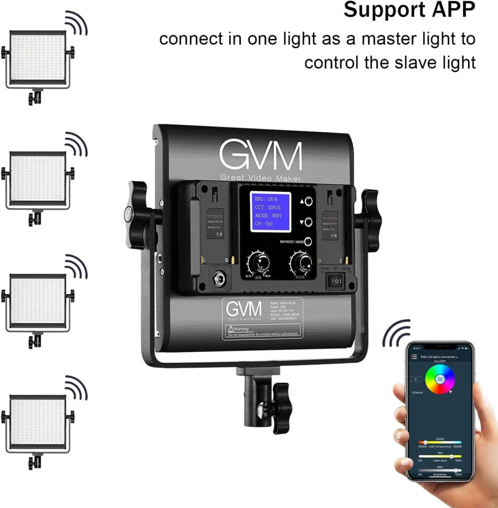Kit iluminare studio cu 3 panouri LED RGB, control prin aplicatie Bluetooth, 3200K-5600K, CRI 97+, trepiede reglabile, pentru fotografie, filmare si streaming [3]
