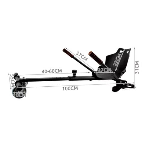 Kit kart pentru hoverboard reglabil, scaun ergonomic si manete control, compatibil placa doua roti, negru portocaliu [2]