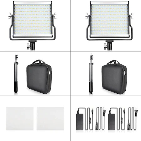Kit 2 Panouri Bi Color 600 LED,trepiezi 200 cm inclusi,cabluri alimentare,gentute transport [5]