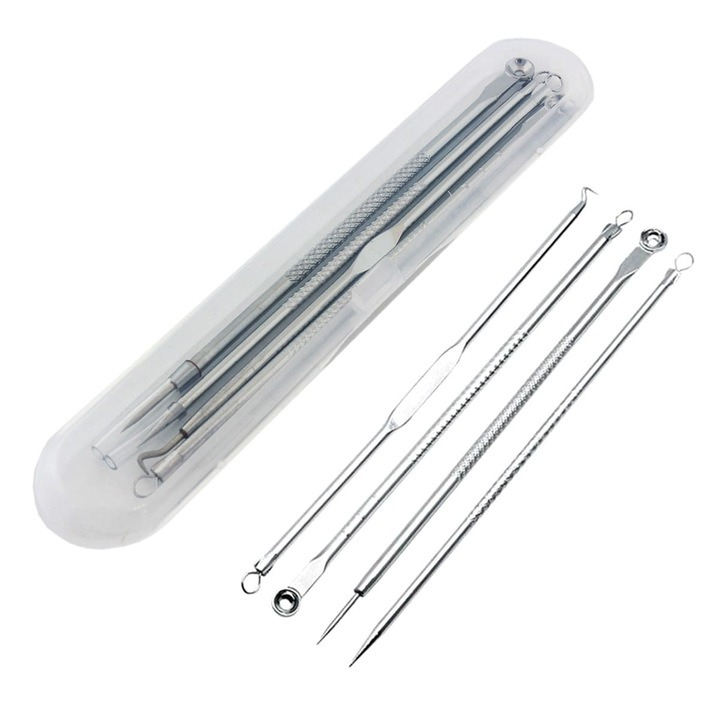 Kit pentru curatare puncte negre, material inox, 4 piese - Argintiu [2]