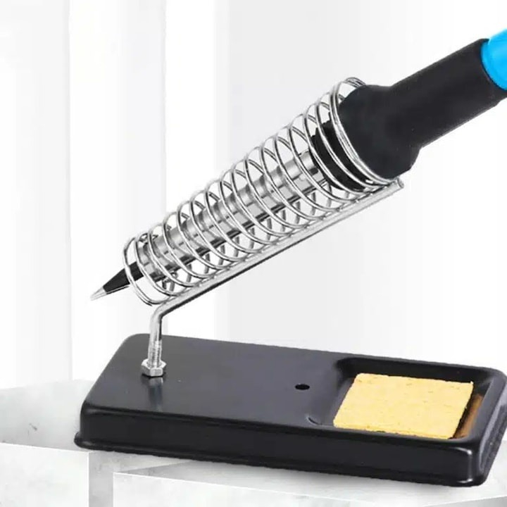 Kit pentru lipit, 15 piese, pistol de lipit 60W temperatura ajustabila 200–450°C, ceramic, 5 capete, pompa dezlipire, suport, husa depozitare, portocaliunegru – pentru bricolaj si uz profesional [4]