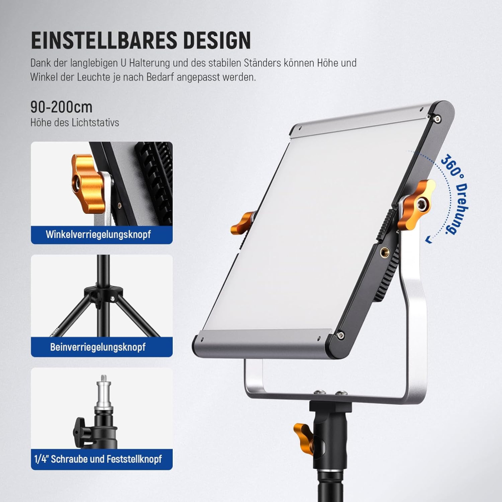 Kit profesional iluminare studio cu 2 panouri LED video, suporturi reglabile, difuzoare si genti transport, lumina bicolora 3200K-5600K, CRI 96+ [3]