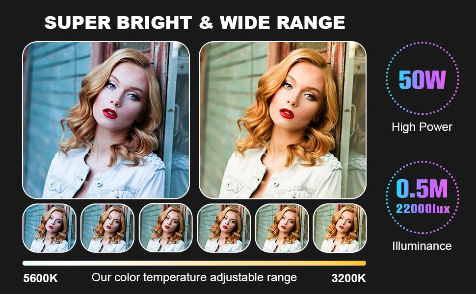 Kit profesional iluminare video GVM 1200D RGB, 2 panouri LED 50W, Softbox, 22000 Lux/0.5 m, CRI97+, Control prin aplicatie, 2 stative si geanta transport [2]