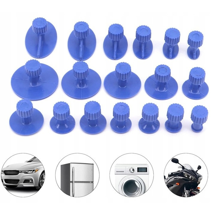 Kit profesional pentru reparatii caroserie auto cu ventuze, 18 adaptoare, pentru eliminarea deformarilor caroseriei, 18.5x12x8 cm [11]
