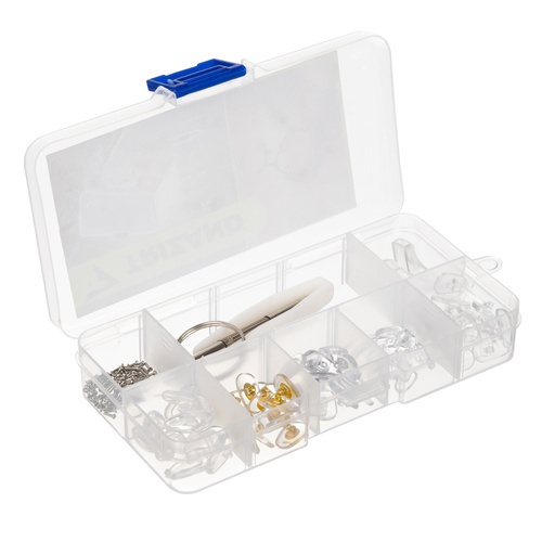 Kit reparare ochelari 126 piese, tampoane nazale, suruburi universale, surubelnita 3 in 1, penseta, laveta pentru lentile, cutie organizatoare [10]