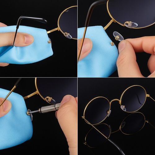 Kit reparare ochelari 126 piese, tampoane nazale, suruburi universale, surubelnita 3 in 1, penseta, laveta pentru lentile, cutie organizatoare [8]