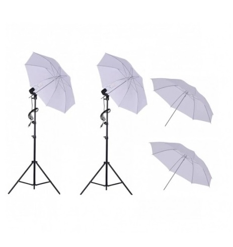 Kit studio foto,lumini,4 umbrele alb,negru,suport fundal reglabil 2x3m,2 becuri 45W, 2 panze fundal alb, negru [2]