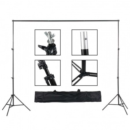 Kit studio foto,lumini,2 umbrele,suport fundal reglabil 2x3m,2 becuri 45W + 3 panze de fundal multicolore [6]