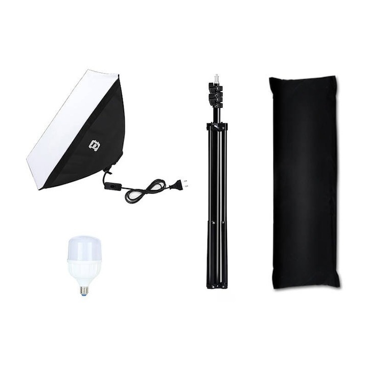 Kit studio foto, softbox 50 x 70 cm, 1 bec LED 30W 5700K, trepied 200 cm, geanta transport inclusa [4]