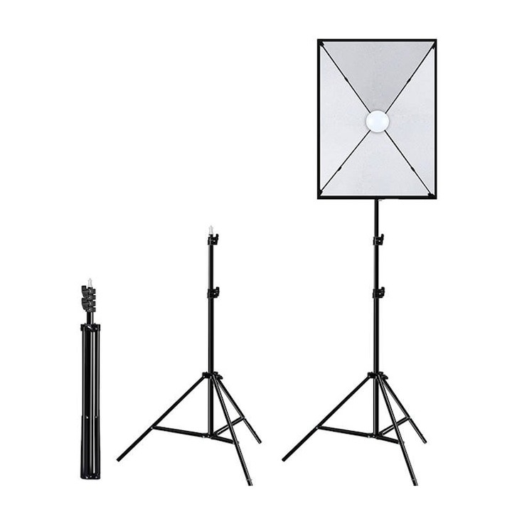 Kit studio foto, softbox 50 x 70 cm, 1 bec LED 30W 5700K, trepied 200 cm, geanta transport inclusa [3]