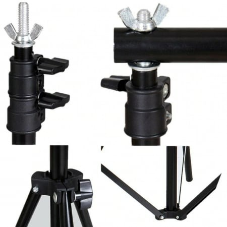 Kit studio foto, suport fundal reglabil 2x3m, clesti inclusi + 3 panze de fundal multicolore 2x3m [6]