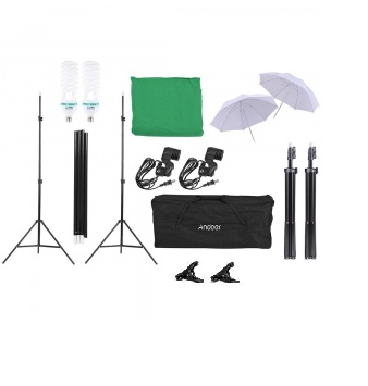 Kit studio foto,lumini,2 umbrele,suport fundal 2,6x3m,2x bec 135W,panza verde + geanta transport [2]
