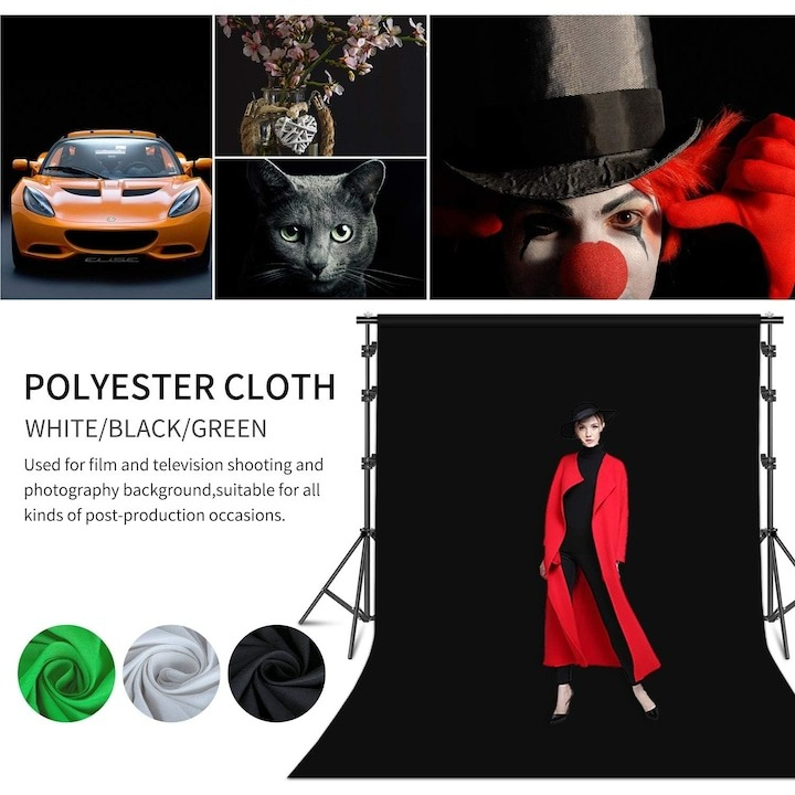 Kit studio foto video profesional cu fundal alb, 2 softboxuri, 2 umbrele foto, 2 becuri fluorescente 45W 5500K, 2 becuri LED 150W, suport reglabil 200 cm, geanta transport [4]