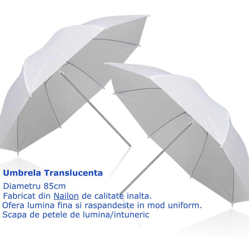 Sistem iluminare studio profesional 145W 5500K cu trepied reglabil 200 cm, umbrela foto 87 cm si geanta transport pentru foto, video si streaming [2]