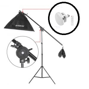 Kit studio foto, 3 lumini softbox, suport fundal 2x3m, 3x bec 105W cu telecomanda, 3 panze fundal multicolore + geanta transport [5]
