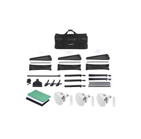 Kit studio foto, 3 lumini softbox, suport fundal 2x3m, 3x bec 105W cu telecomanda, 3 panze fundal multicolore + geanta transport [3]