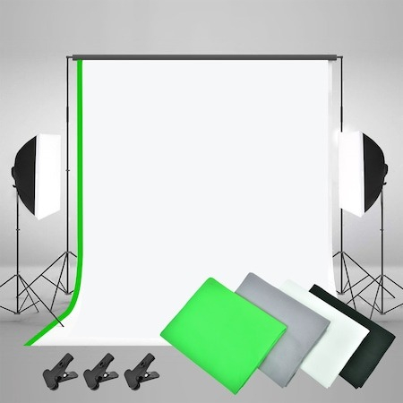 Kit foto studio,3 softbox,trepiezi 200 cm,4 panze de fundal,15x bec foto 45W,macara si geanta transport [6]