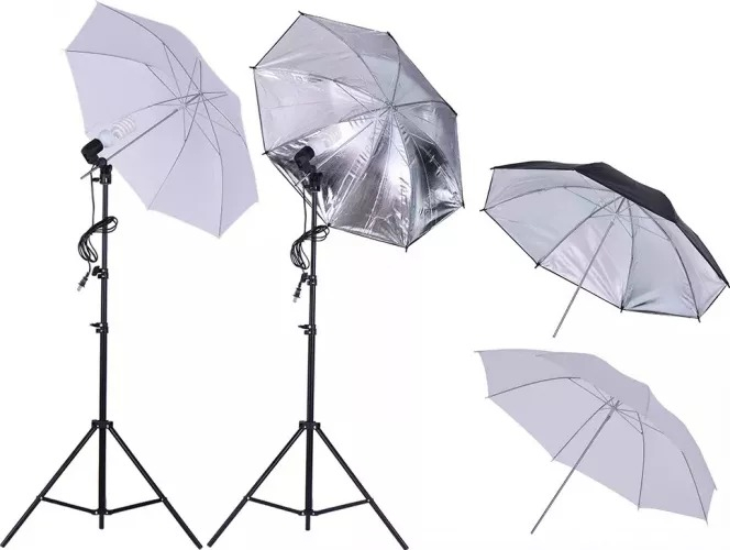 Kit complet foto studio,lumini,4 umbrele,trepiezi 200 cm,suport fundal 2x3m,2 panze fundal alb,negru, 2x bec 135W [5]