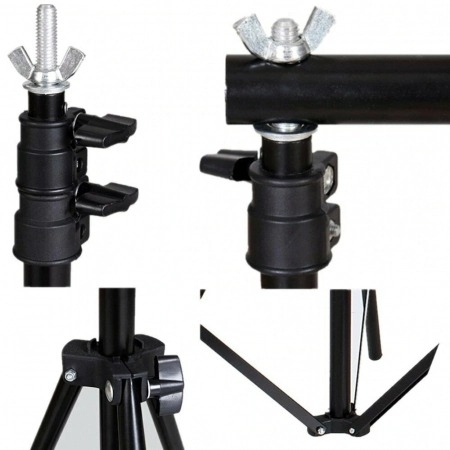 Kit studio foto, suport fundal reglabil 2x3m, clesti inclusi + 3 panze de fundal multicolore 2x3m [6]