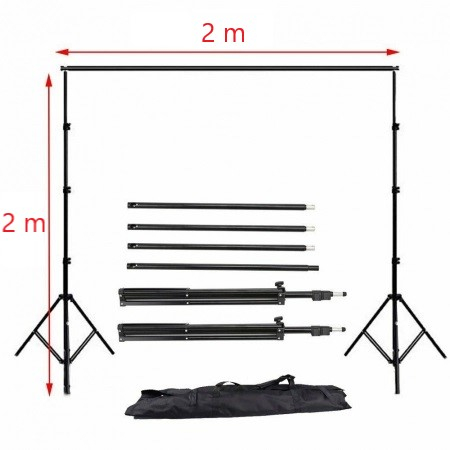 Suport foto studio reglabil 2x3m, clesti inclusi + panza de fundal alb 2x3m [2]