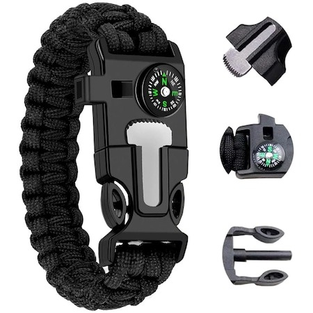 Kit Supravietuire de camping tip Bratara Survival 5in1 - Negru [2]